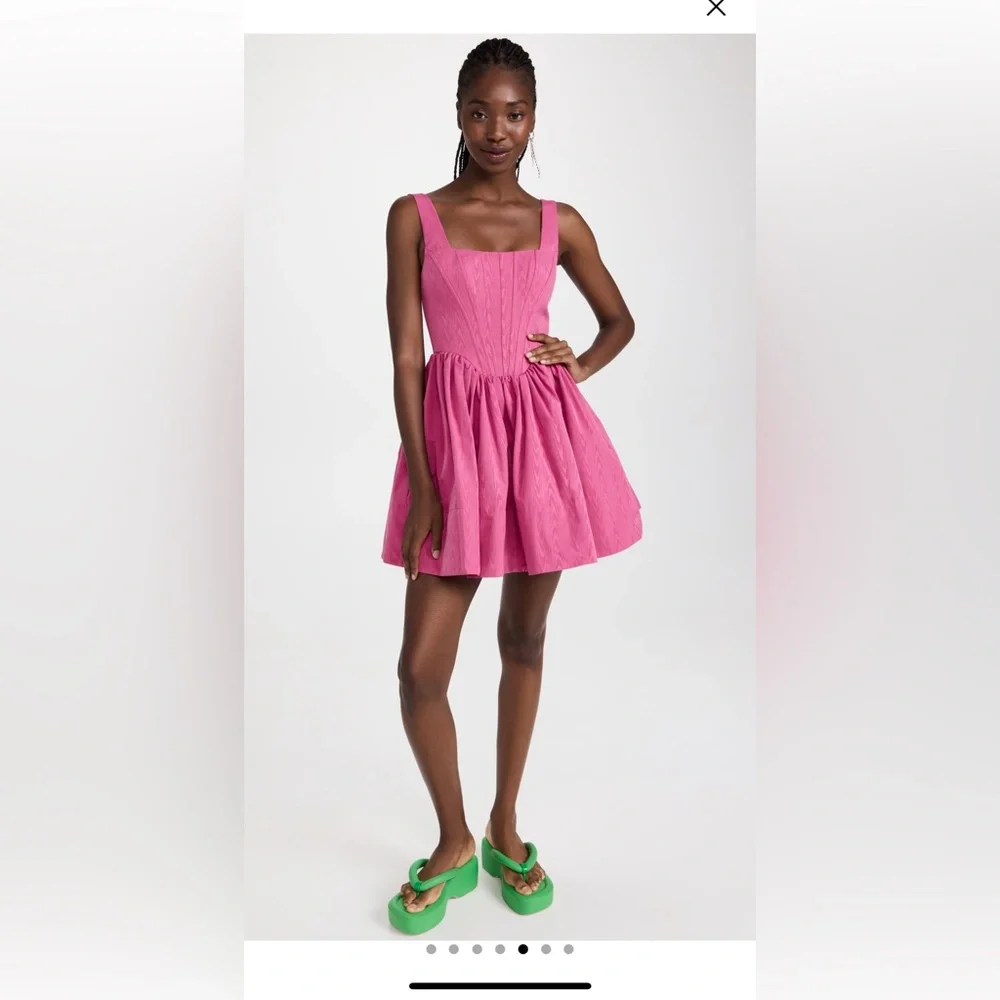 NWT Staud CORAL PINK LANDSCAPE MINI DRESS Size 6 - Picture 2 of 9